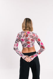 Cropped Estampa Exclusiva Cobra Tule