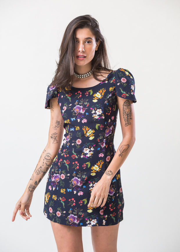 Vestido Floral com Ombreiras