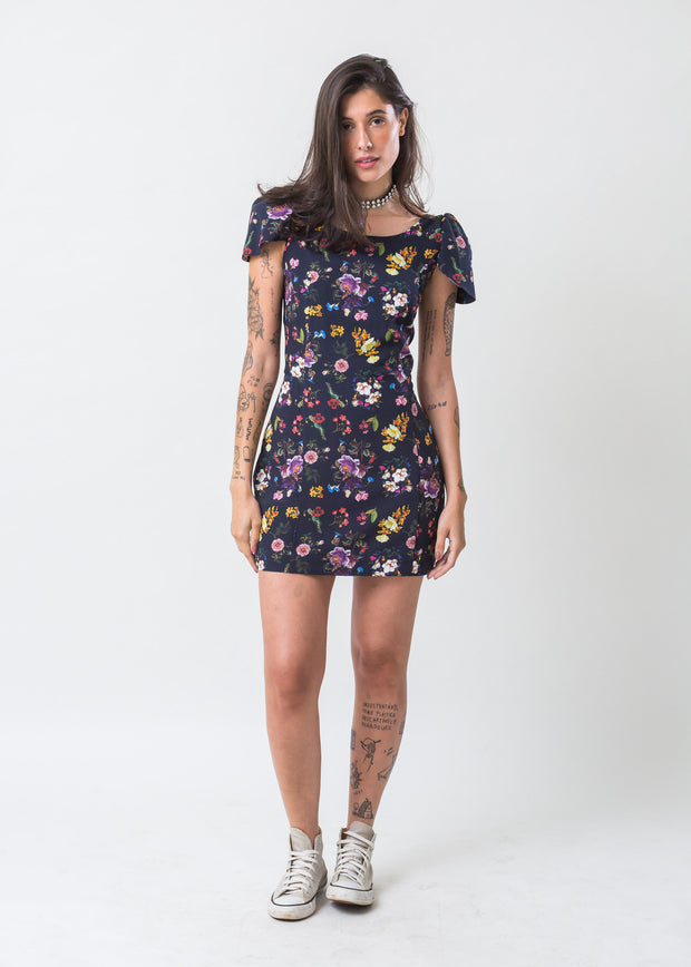 Vestido Floral com Ombreiras