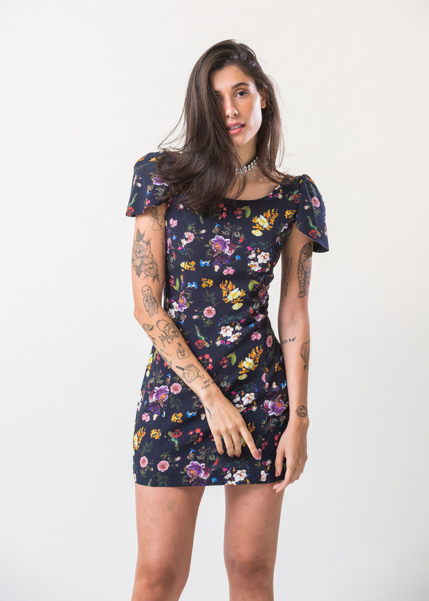 Vestido Floral com Ombreiras