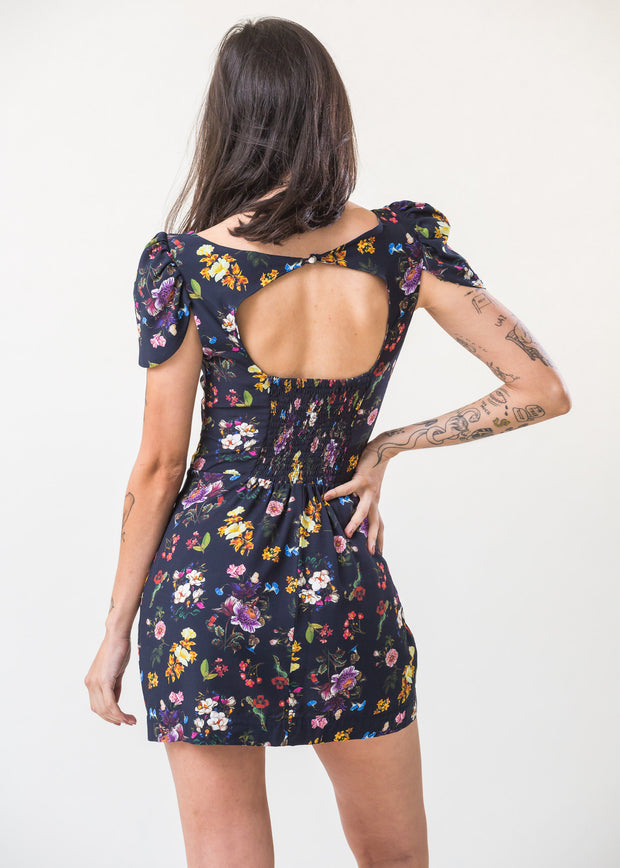 Vestido Floral com Ombreiras